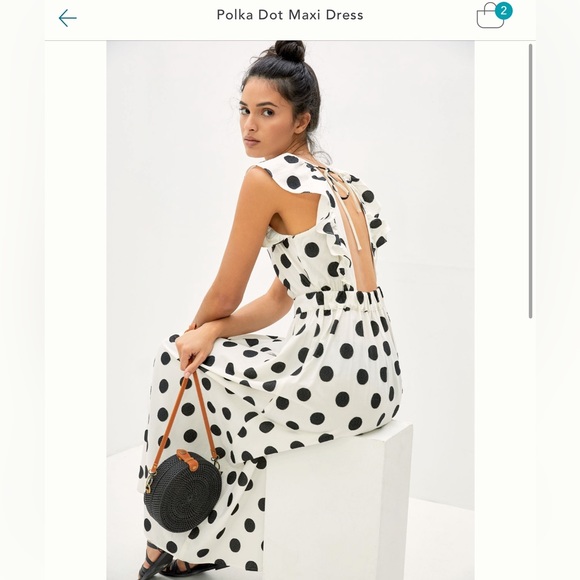Anthropologie Amadi black &white open back polka dot dress large maxi GUC - Picture 5 of 9